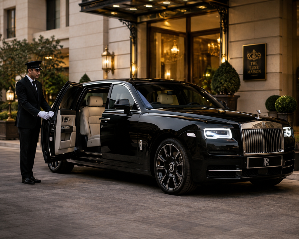 Elegant arrival at The Luxe Maison - KSA Chauffeur